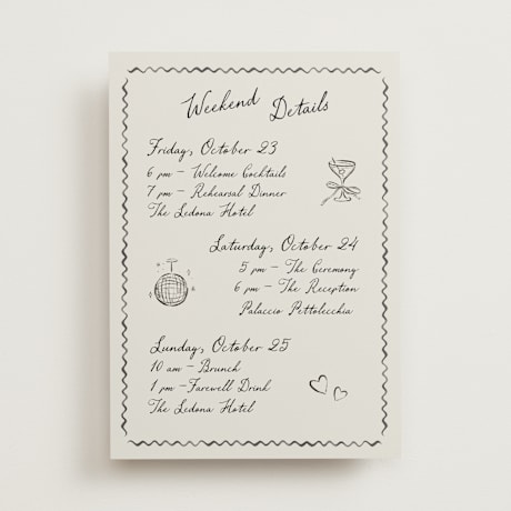 Wedding Weekend Itinerary Cards