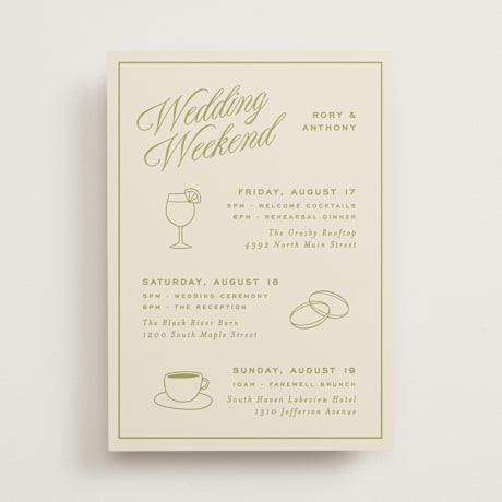 Wedding Weekend Itinerary Cards