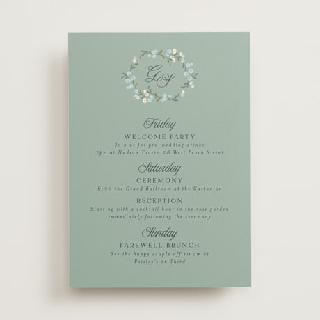 Wedding Weekend Itinerary Cards