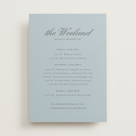 Wedding Weekend Itinerary Cards