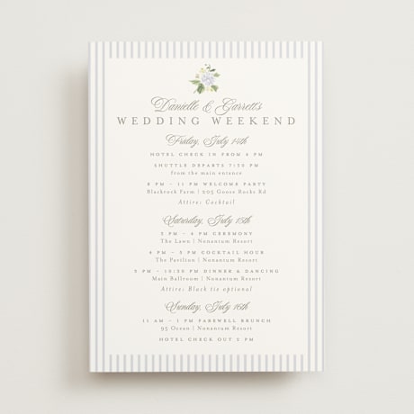 Wedding Weekend Itinerary Cards
