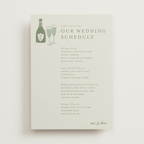 Wedding Weekend Itinerary Cards