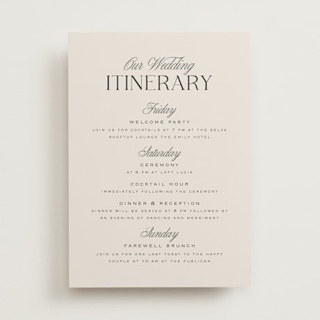 Wedding Weekend Itinerary Cards