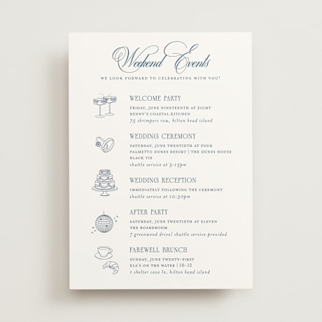 Wedding Weekend Itinerary Cards