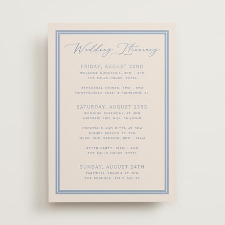Wedding Weekend Itinerary Cards
