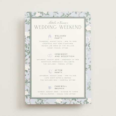 Wedding Weekend Itinerary Cards