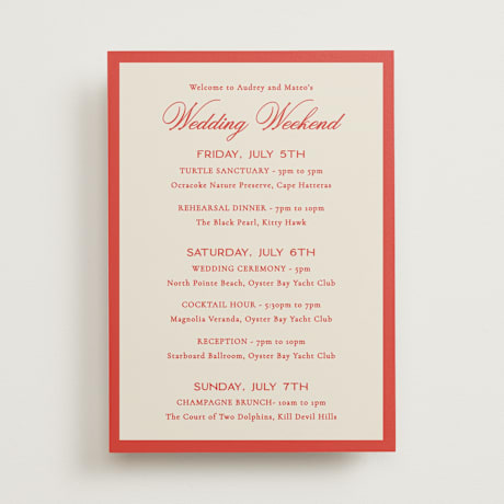 Wedding Weekend Itinerary Cards
