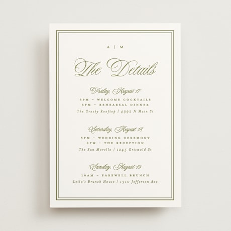Wedding Weekend Itinerary Cards