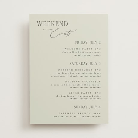 Wedding Weekend Itinerary Cards