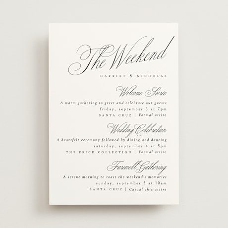 Wedding Weekend Itinerary Cards