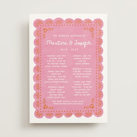 Wedding Weekend Itinerary Cards