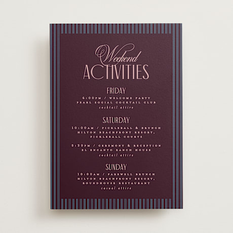 Wedding Weekend Itinerary Cards