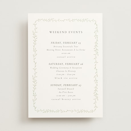 Wedding Weekend Itinerary Cards