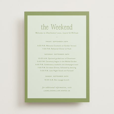 Wedding Weekend Itinerary Cards