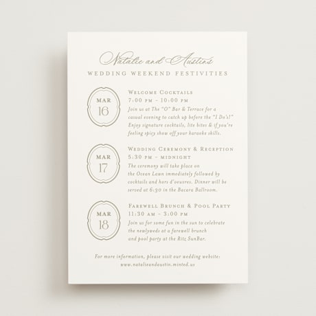 Wedding Weekend Itinerary Cards