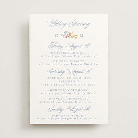 Wedding Weekend Itinerary Cards