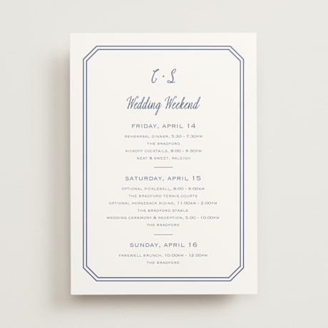 Wedding Weekend Itinerary Cards