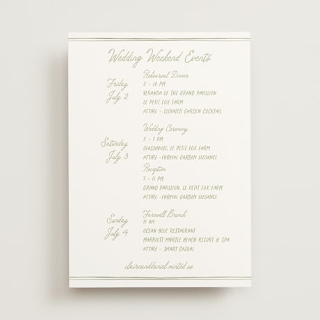 Wedding Weekend Itinerary Cards