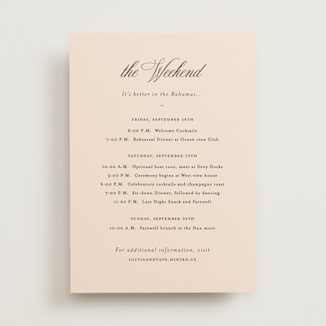 Wedding Weekend Itinerary Cards