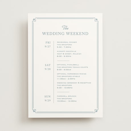 Wedding Weekend Itinerary Cards