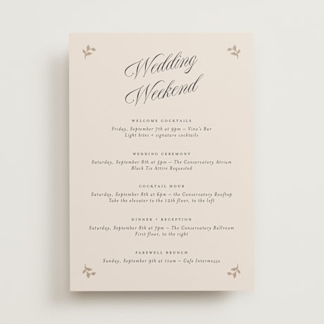 Wedding Weekend Itinerary Cards