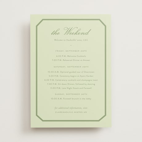 Wedding Weekend Itinerary Cards