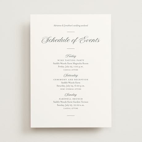 Wedding Weekend Itinerary Cards