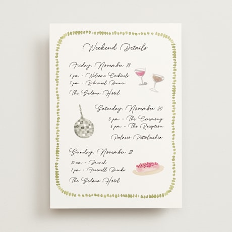 Wedding Weekend Itinerary Cards