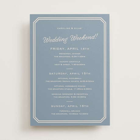 Wedding Weekend Itinerary Cards