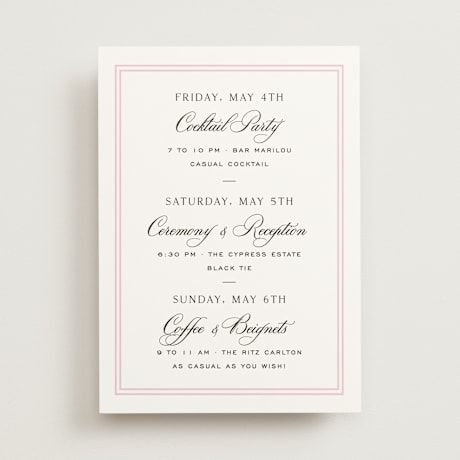 Wedding Weekend Itinerary Cards