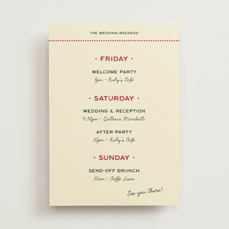 Wedding Weekend Itinerary Cards