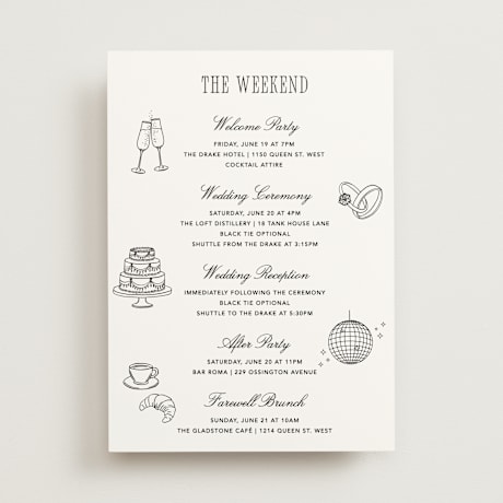 Wedding Weekend Itinerary Cards