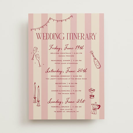 Wedding Weekend Itinerary Cards