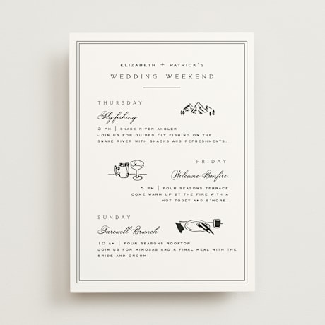 Wedding Weekend Itinerary Cards