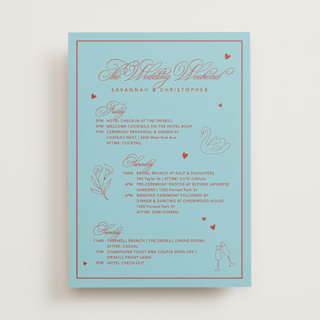 Wedding Weekend Itinerary Cards