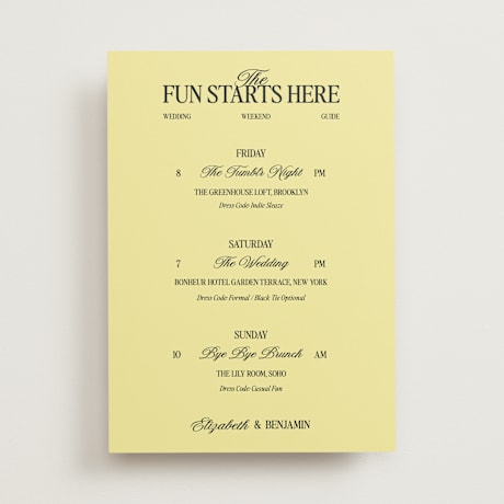 Wedding Weekend Itinerary Cards