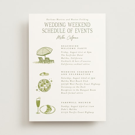 Wedding Weekend Itinerary Cards