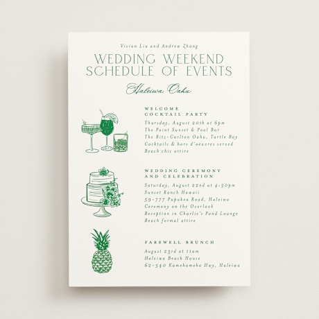 Wedding Weekend Itinerary Cards