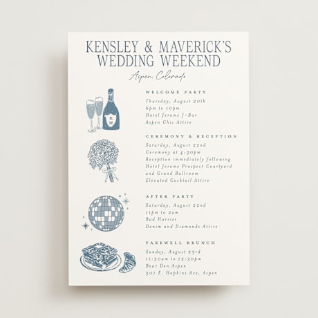 Wedding Weekend Itinerary Cards