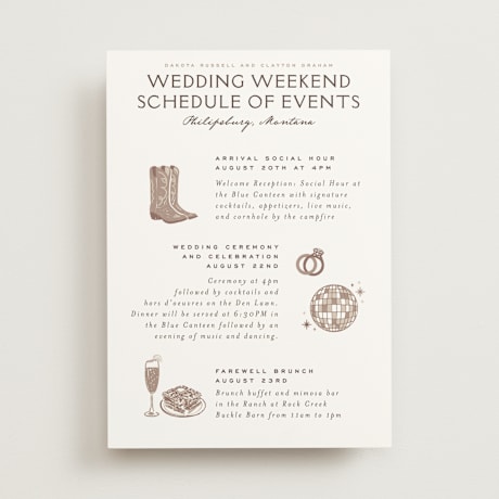 Wedding Weekend Itinerary Cards