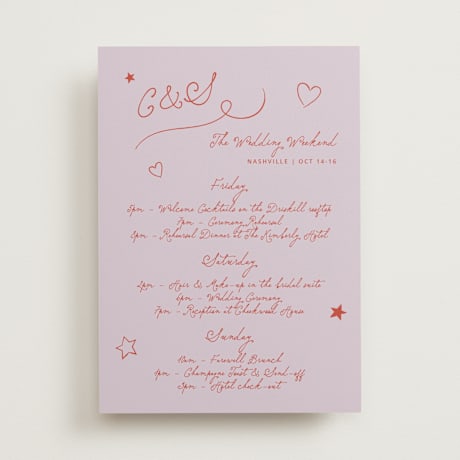 Wedding Weekend Itinerary Cards