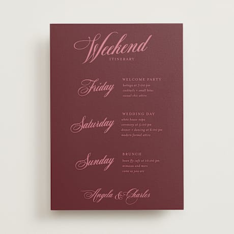 Wedding Weekend Itinerary Cards