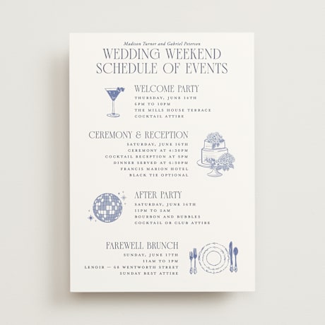 Wedding Weekend Itinerary Cards