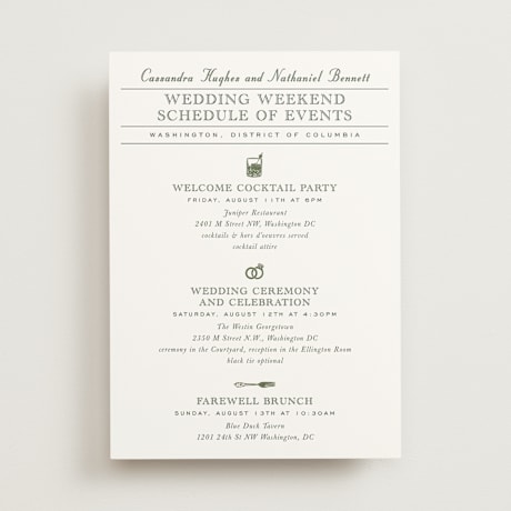 Wedding Weekend Itinerary Cards