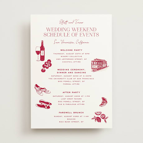 Wedding Weekend Itinerary Cards