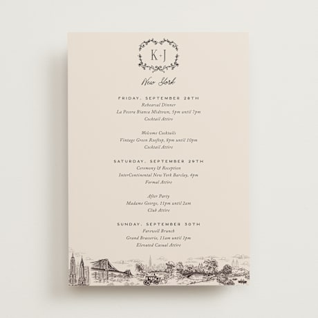Wedding Weekend Itinerary Cards