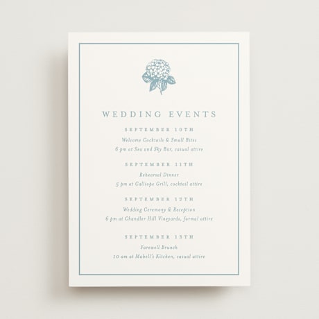 Wedding Weekend Itinerary Cards