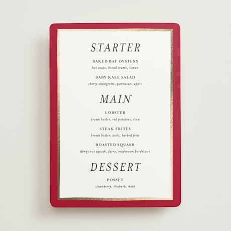 Foil-Pressed Menus