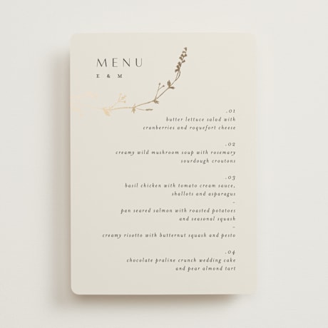 Foil-Pressed Menus