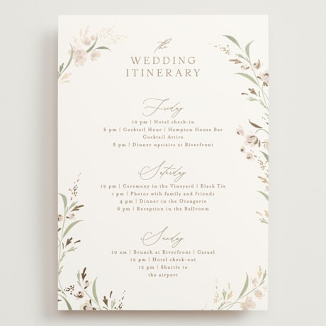 Foil-Pressed Grand Wedding Weekend Itinerary Cards